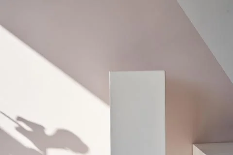 One geometric rectangular podium on a light background with a shadow. A white Fotos de archivo