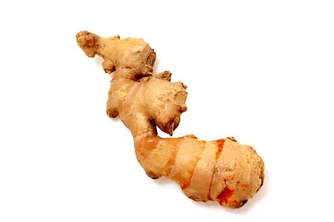 One ginger root isolated on white background Stock Photos