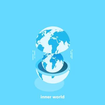 One globe inside another, isometric image Stock Illustration