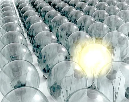 One glowing lightbulb Stock Illustration