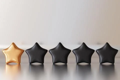One gold star in front. This setup shows a rating system that highlights bad  Illustrazione stock