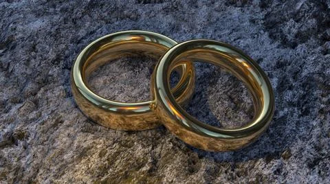 One gold wedding ring is on the other.   Illustrazione stock