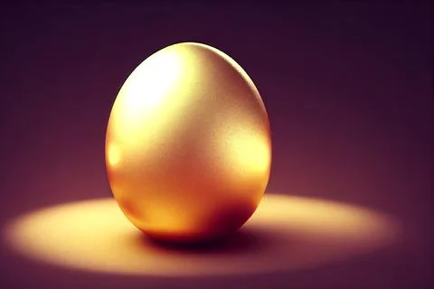 One golden egg under a beam of light is standing on the floor. Easter Egg. Stock Illustration