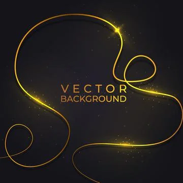 One golden lines with light effects. Isolated on black transparent background Illustrazione stock