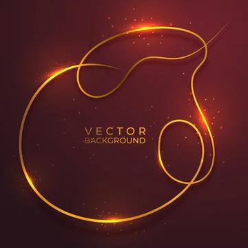 One golden lines with light effects. Isolated on dark red background. Vector Stock Illustration