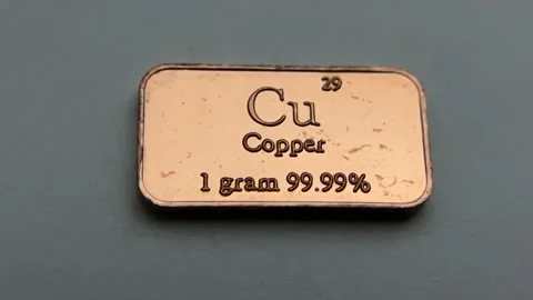 One gram of Copper bullion close up Stock Footage