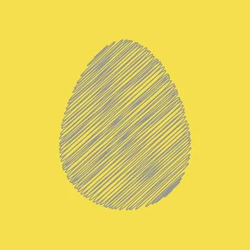 One gray scribble Vector Easter egg isolated on a yellow background Stock Illustration