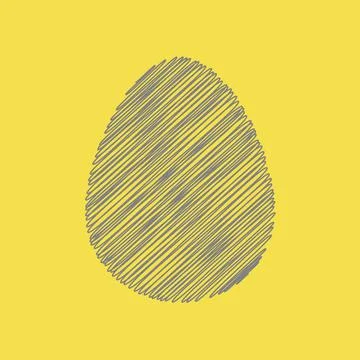 One gray scribble Vector Easter egg isolated on a yellow background Stock Illustration