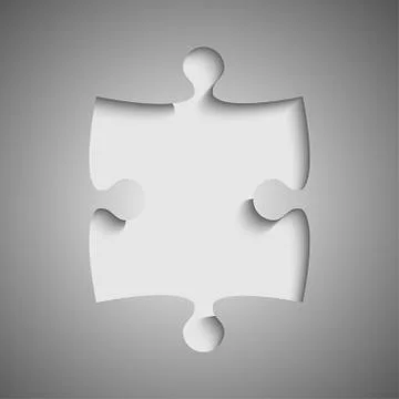 One Grey Piece Flat Puzzle Jigsaw - Vector Stock Illustration