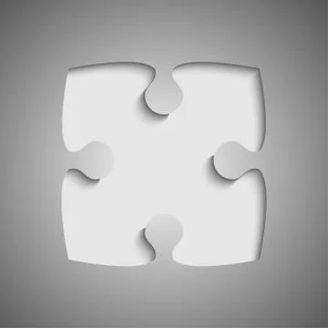 One Grey Piece Flat Puzzle Jigsaw - Vector Stock Illustration