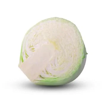One half cabbage vegetable isolated on white background. Stock Photos