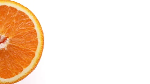 One half of orange fruit slice rotating. White background. Copy Space. Stock-Footage 158913112