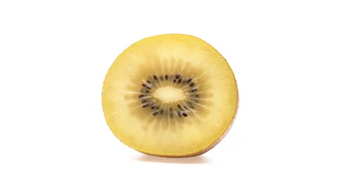 One half of yellow kiwi fruit rotating. Isolated on white background. Stock Footage 166229023