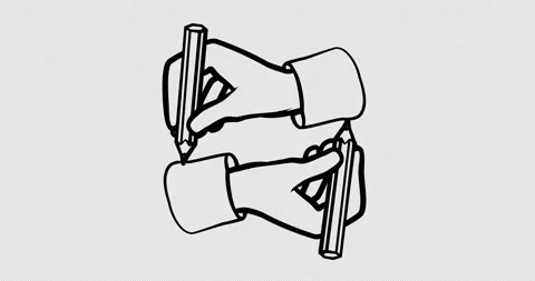 One hand drew with a pencil the other.  With an alpha channel. animation 4k Stock Footage 154447741