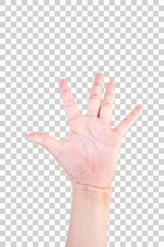 One hand on isolated background clipping path .Hands are counting numbers Stock Photos