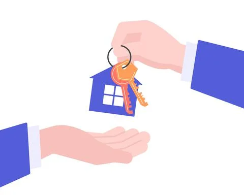 One hand passes the keys to the other hand Stock Illustration