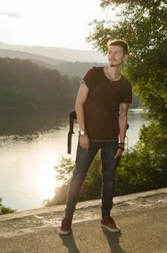 One hand in a pocket Stock Photos