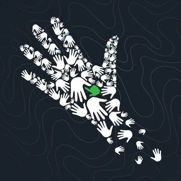 One hand that rules them all among so many hands. vectorial Stock Illustration