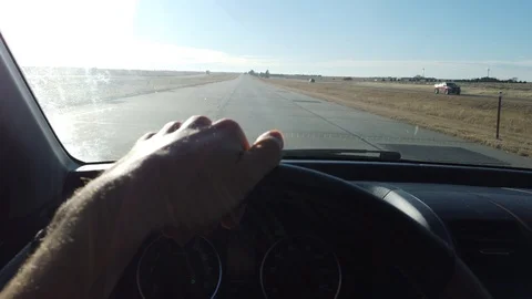 One Hand on the Steering Wheel Stock Footage 125411381