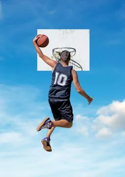 One-handed dunk Stock Illustration
