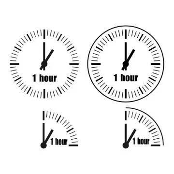 One Hour Clock on white background. One o'clock. Stock Illustration