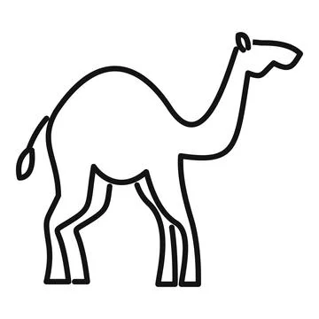 One humped camel standing side view line icon Stock Illustration