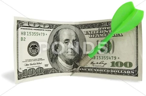 One hundred dollar and dart Stock Photos