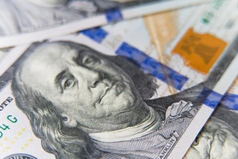 One Hundred Dollar Banknotes. Dollars Closeup Concept. 스톡 사진