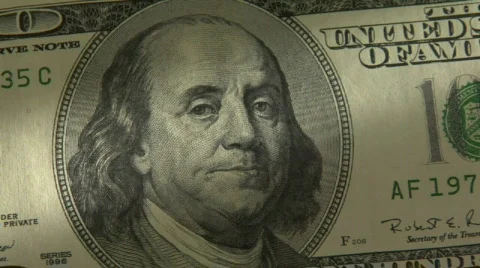 One hundred dollar bill close up Stock Footage 795609