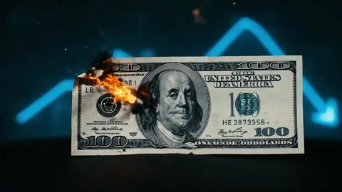 One Hundred Dollar Bill Fire with Embers and Sparks. Stock Footage 316877521
