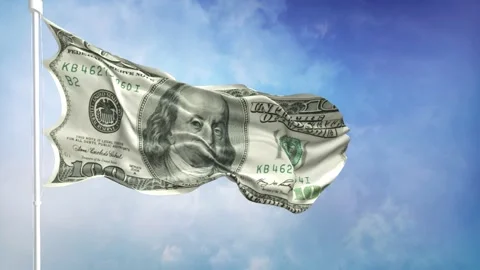 One Hundred Dollar Bill Flag 4K Loop Stock Footage 324594181