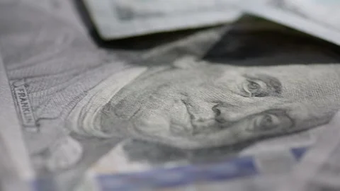 One hundred dollar bill paper texture. Portrait of President Franklin on money. Stock Footage 260235872