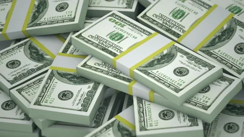 One hundred dollar bills in case Video stock 197328710