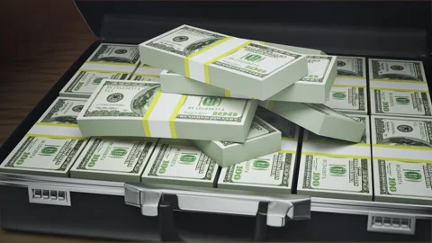 One hundred dollar bills in case Stock Footage 201685578