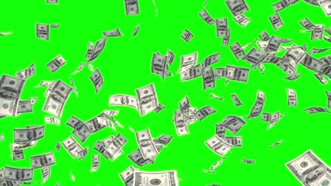 One hundred dollar bills falling on green screen 3d Видео 310368887