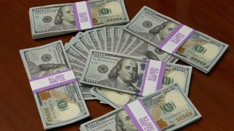 One hundred dollar bills Stock Footage 197675480