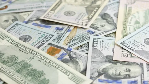 One hundred dollar bills rotating Stock Footage 121878488