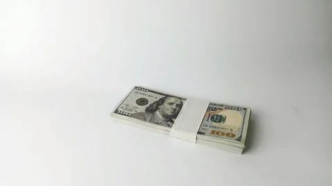 One Hundred Dollar Bills Stacked Finance Video stock 312902641