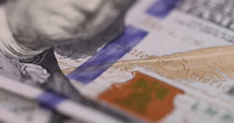 One Hundred dollar cash Banknotes, authentic American money close-up with bill Stock Footage 321383145