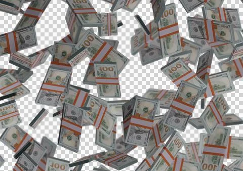 One hundred dollar stack of money, 3D render, illustration, Dollar Bills isol Stock Illustration