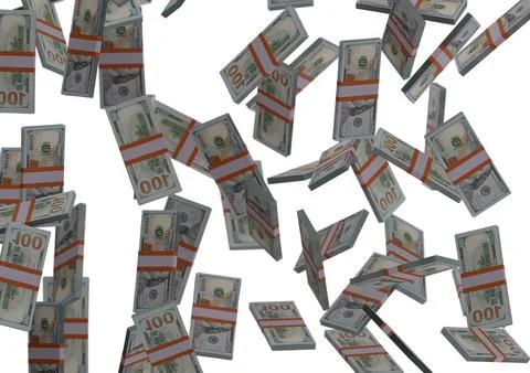 One hundred dollar stack of money, 3D render, illustration, Dollar Bills isol Stock Illustration