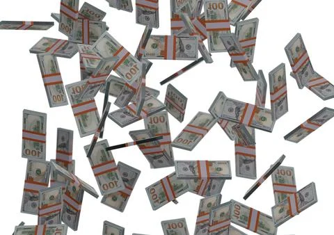 One hundred dollar stack of money, 3D render, illustration, Dollar Bills isol Stock Illustration
