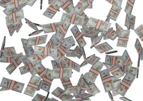 One hundred dollar stack of money, 3D render, illustration, Dollar Bills isol Stock Illustration