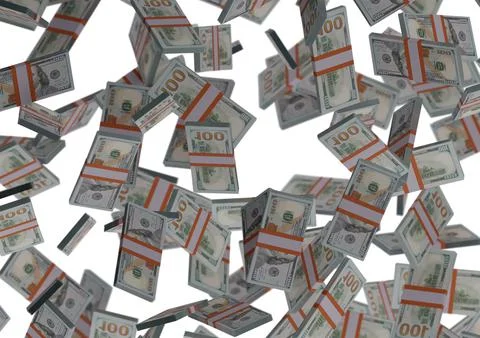 One hundred dollar stack of money, 3D render, illustration, Dollar Bills isol イラスト素材