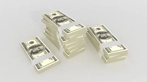 One Hundred Dollar Stack on white background Stock Footage 283978854