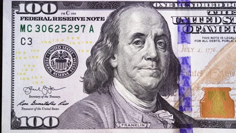 One Hundred Dollars Banknote Close Up Stock Footage 130255968
