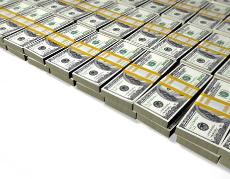 One hundred dollars banknotes isolated on white background Stock Illustration