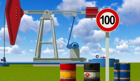 One hundred dollars a barrel Stock Illustration