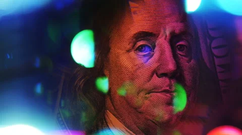 One hundred dollars bill with the image of Benjamin Franklin Stock Footage 45304466