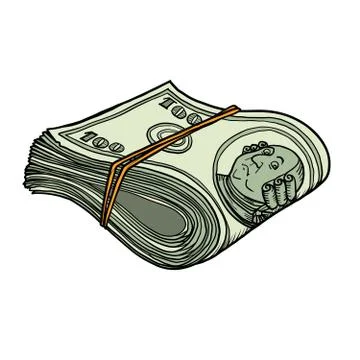 One hundred dollars bundle of banknotes gum Stock Illustration